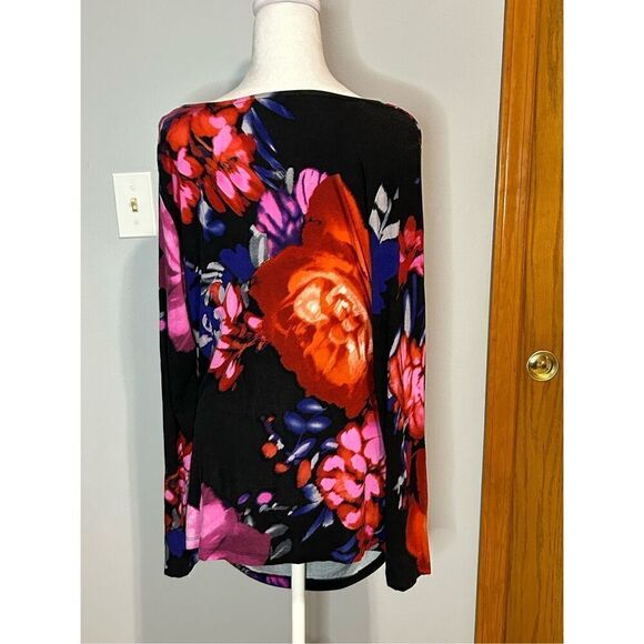 š Adrianna Papell floral cowl drapeāneck knit top sizeā L BIN P - Picture 5 of 11